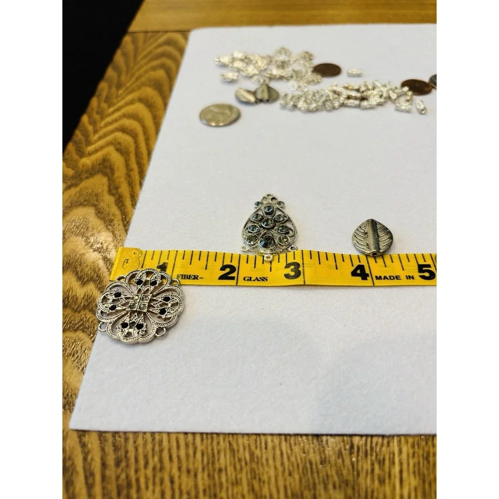 Lot Of Pewter & Other Jewelry Making Supplies Beading Beads Tube Beads Pendants